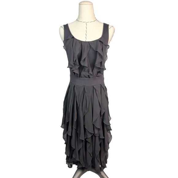 Anthropologie Ric Rac Dress Womens Size XS Rising‎ Vapors Grey Ruffle Keyhole - Picture 1 of 10
